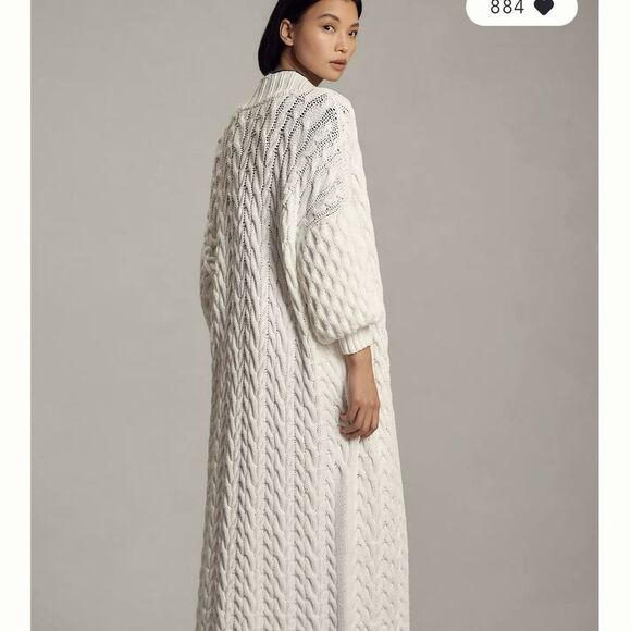 NWT Maeve Puff Sleeve Cable Duster Cardigan - Picture 3 of 6